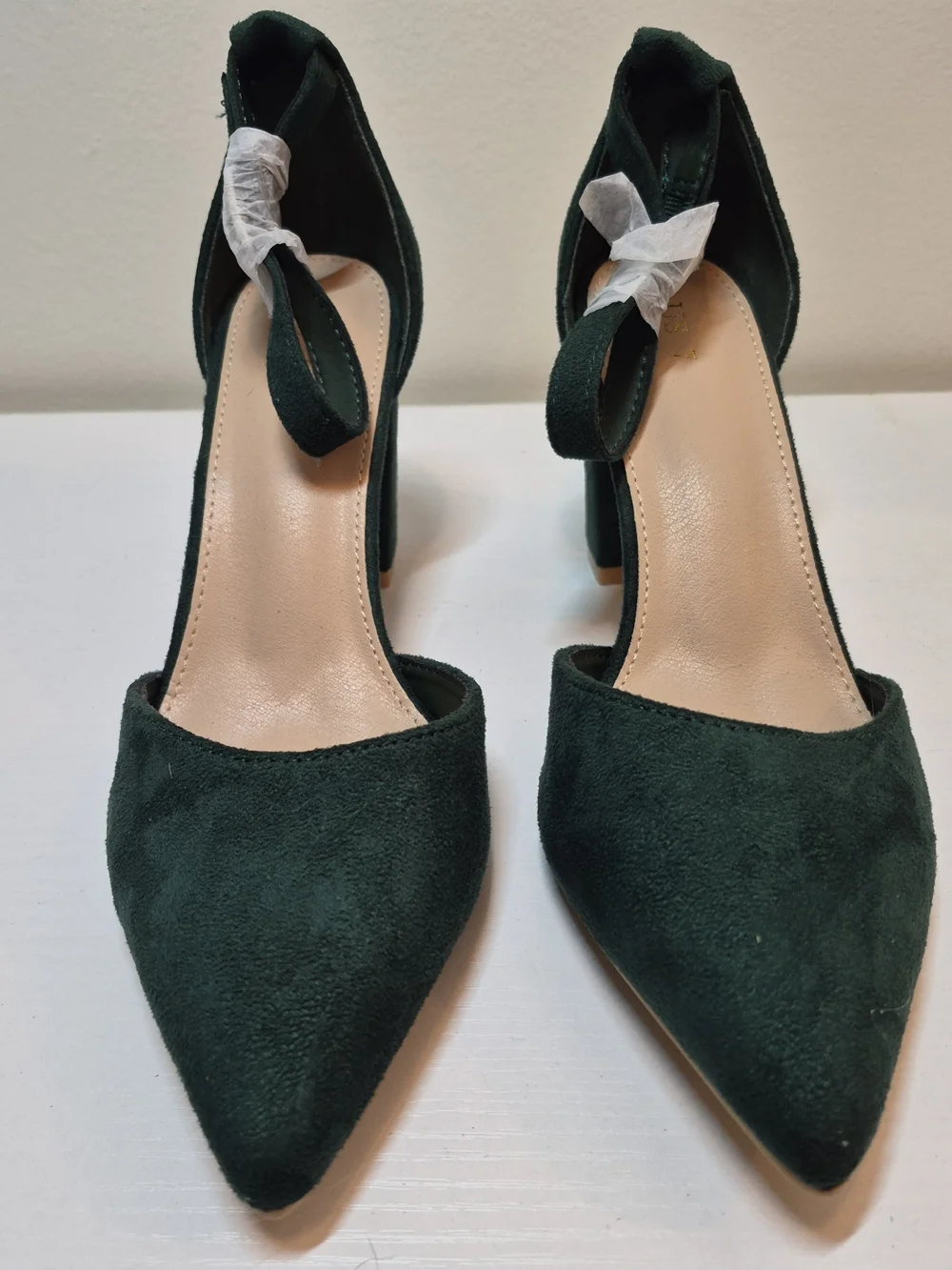 Women’s Pointed Block Heel Pumps in Dark Green